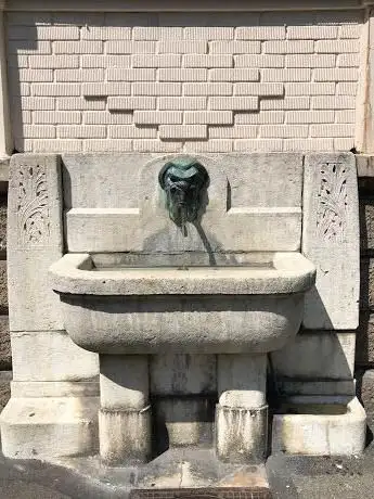 Wandbrunnen mit Broncekopf von Emil Abry (#KiöR)