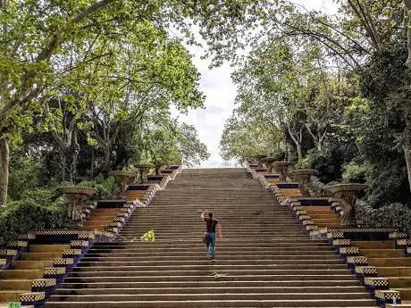 Stairs with fountains