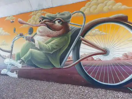 Muurschildering fiets en autotunnel Zonhoven